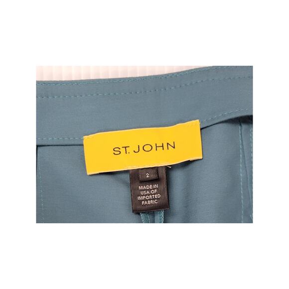 St. John 2 Teal Green Side Zipper Pull On Career‎ Ankle Preppy Workwear Pants - Picture 4 of 13
